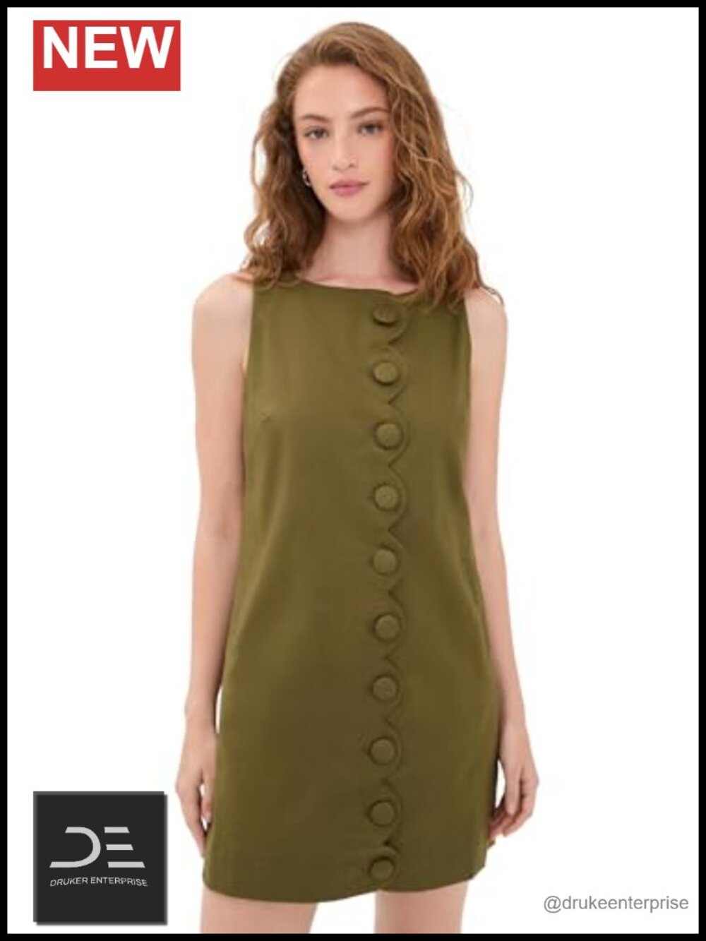 Sleeveless Boat Neck Mini Dress with Scalloped Detailing